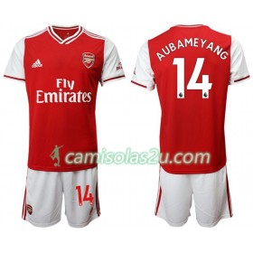 Camisolas de Futebol Arsenal Pierre-Emerick Aubameyang 14 Criança Equipamento Principal 2019/20 Manga Curta